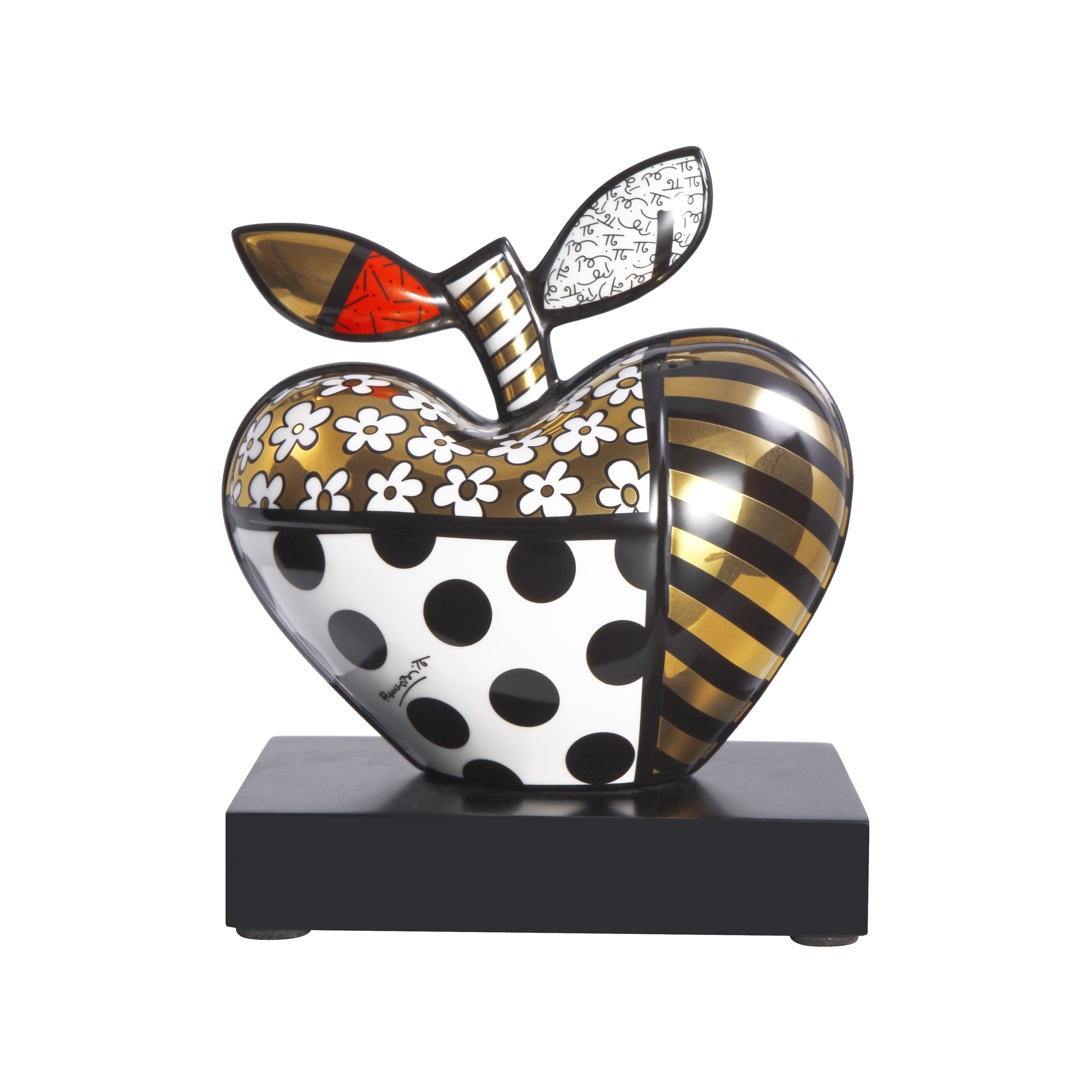 Goebel Dekofigur Romero Britto - Golden Big Apple, Echtgoldauflage 