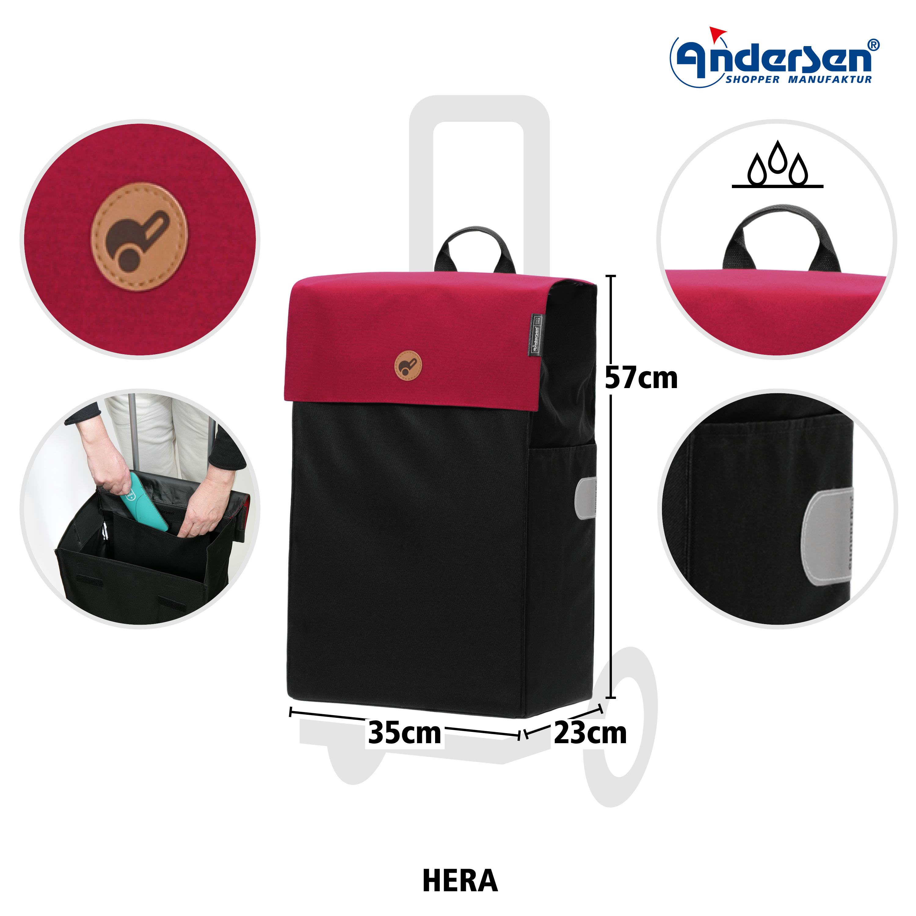 Andersen Scala Shopper mit Tasche Hera in Rot oder Schwarz