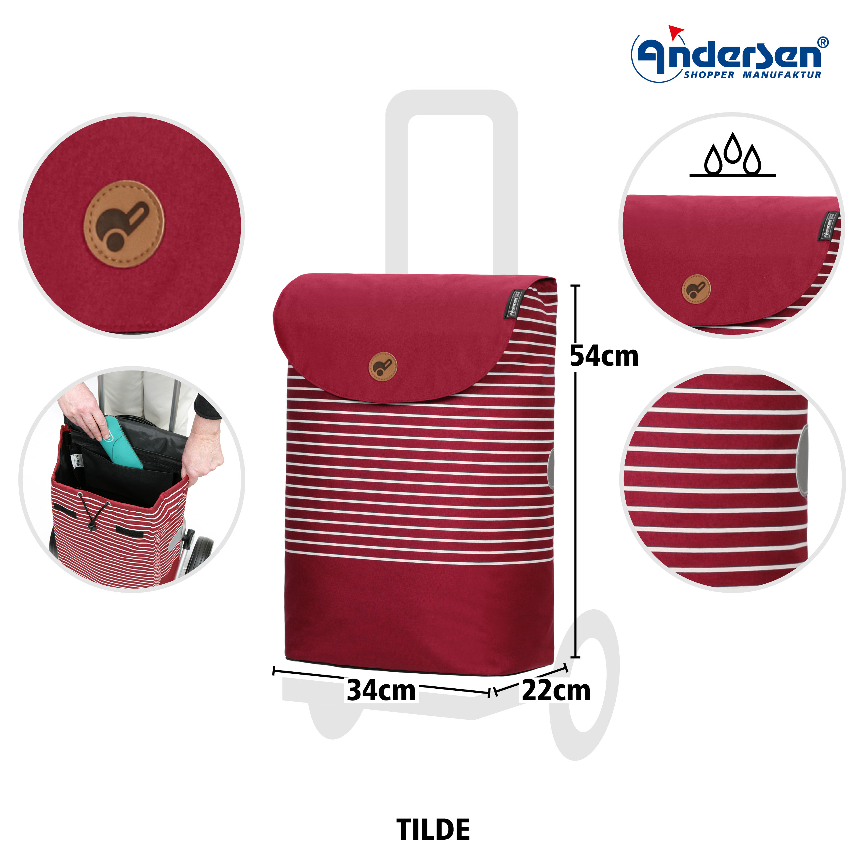 Andersen Scala Shopper mit Tasche Tilde in Mint oder Rot