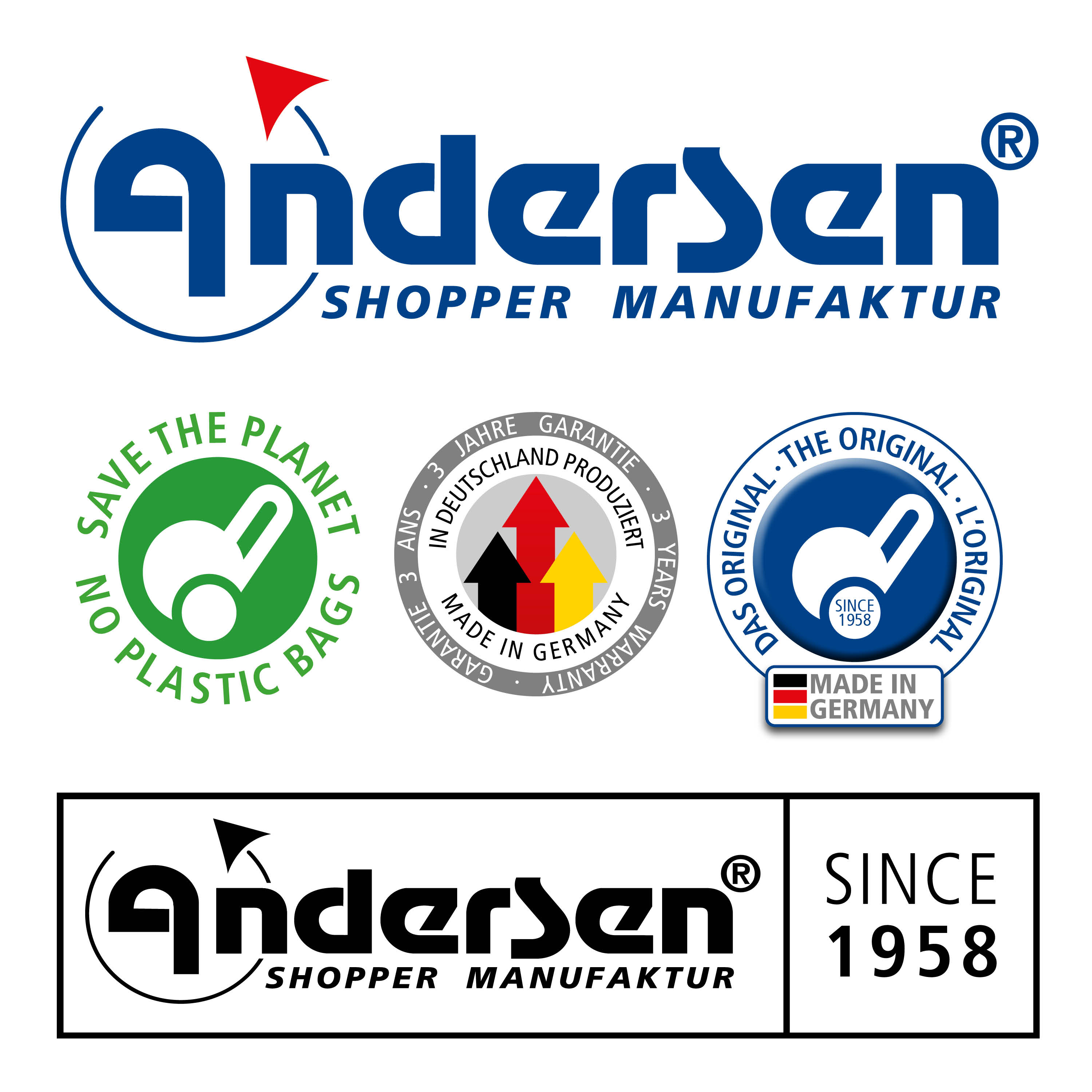 Andersen Royal Shopper mit Tasche Ortlieb in Gelb, Anthrazit, Rot oder Petrol, Kugellagerrad