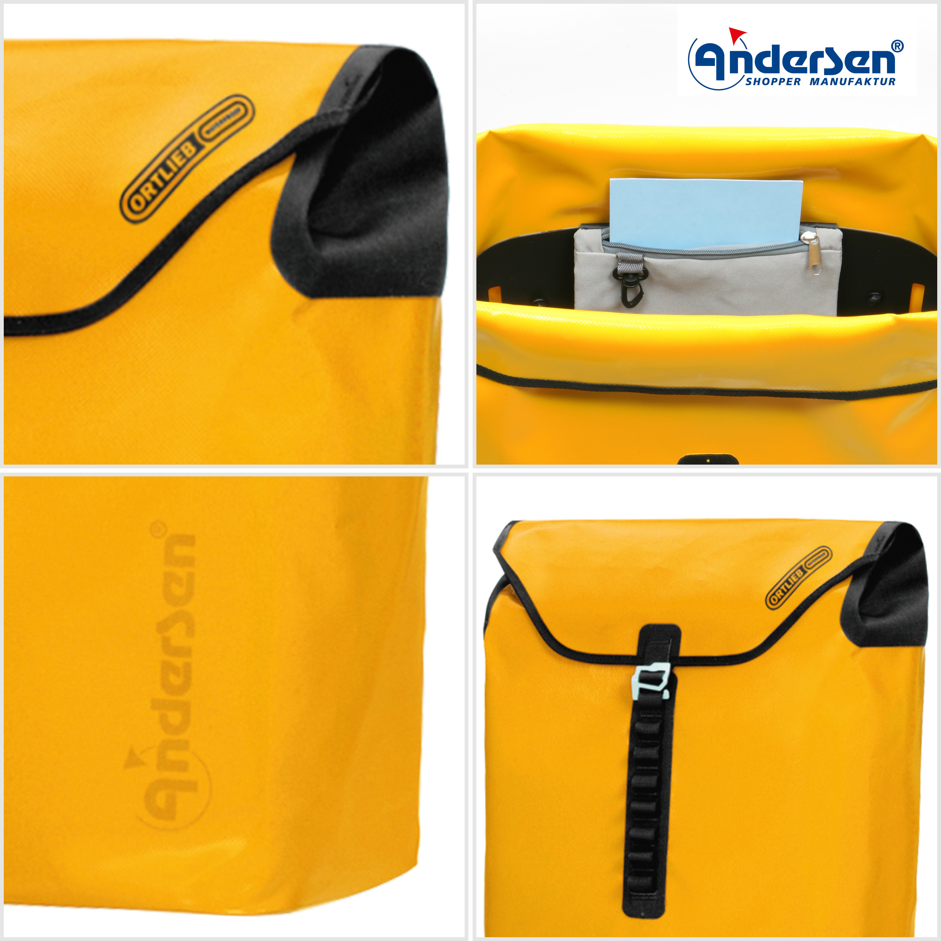 Andersen Royal Shopper Plus mit Tasche Ortlieb in Gelb, Anthrazit, Rot oder Petrol