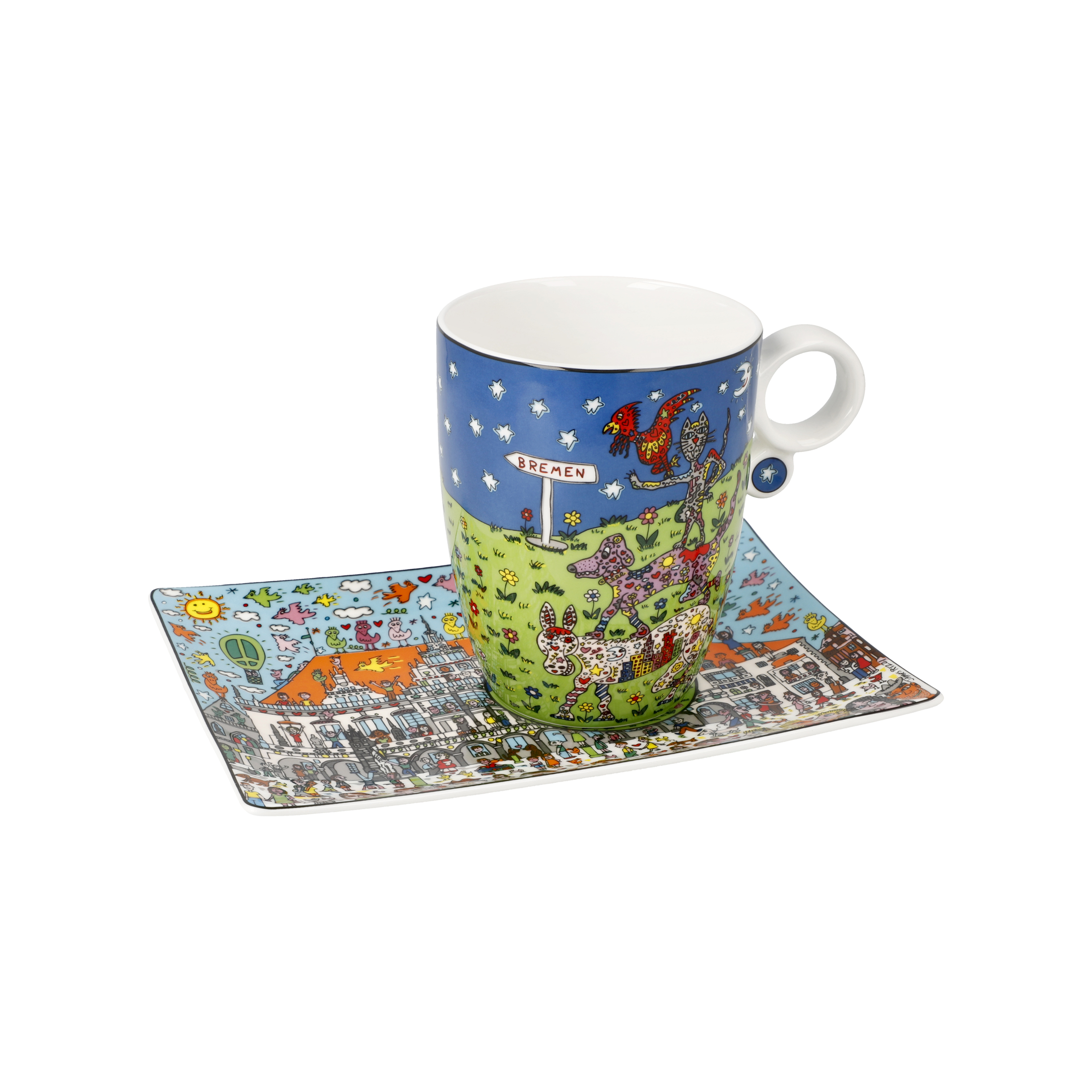 JAMES RIZZI KÜNSTLERTASSE Kaffeetasse All Roads Lead to Bremen - POP ART 