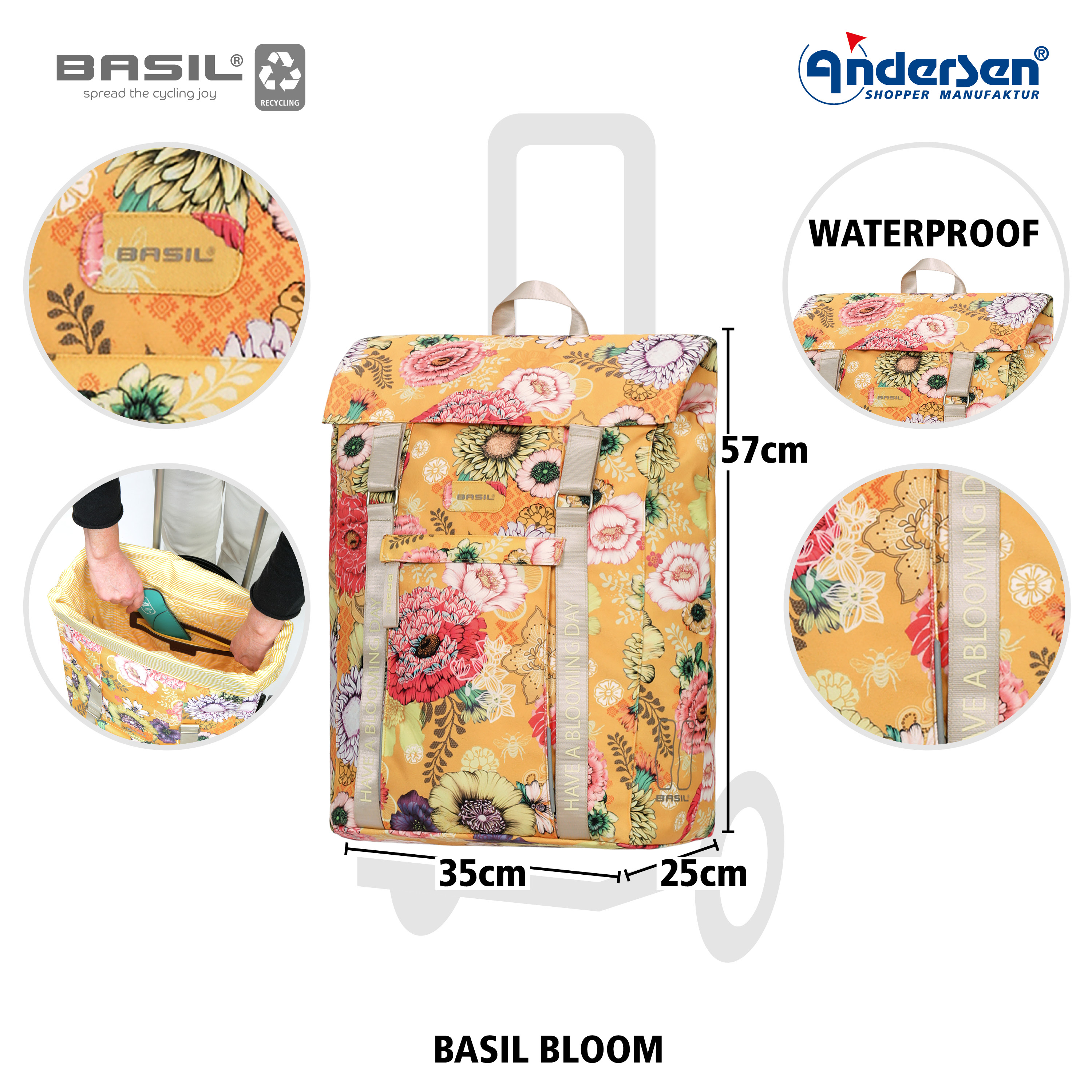 Andersen Unus Shopper mit Tasche Basil Bloom in Gelb oder Blau