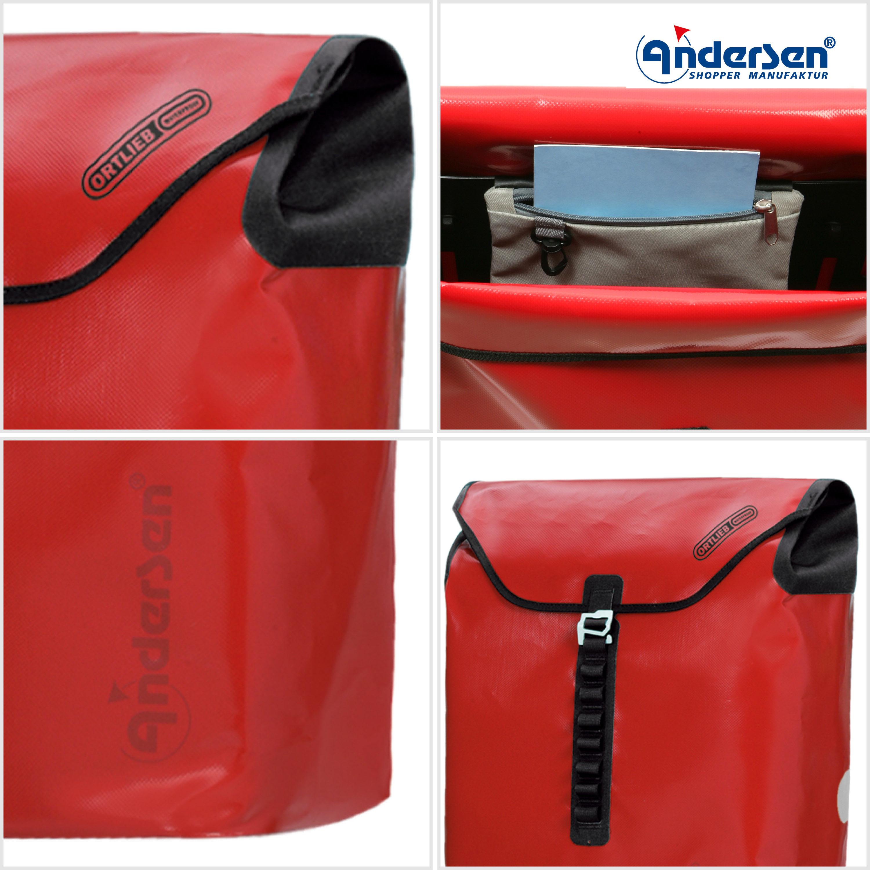 Andersen Royal Shopper Plus mit Tasche Ortlieb in Gelb, Anthrazit, Rot oder Petrol